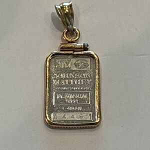 1 Gram Platinum Bar JM Johnson Matthey .9995 Fine Bar pendant #A4491